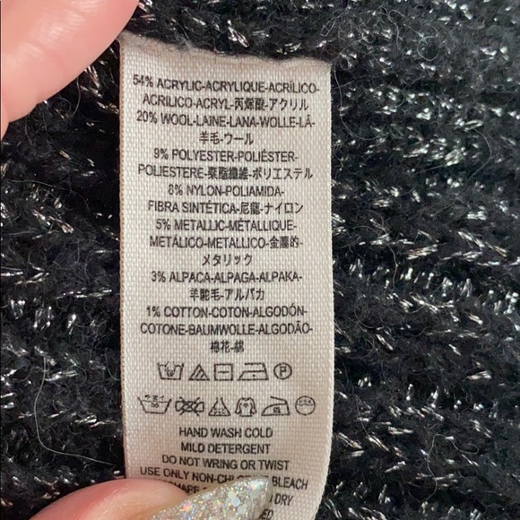 Free People wool Christmas tree sweater RARE holiday black multicolor small - Picture 8 of 8